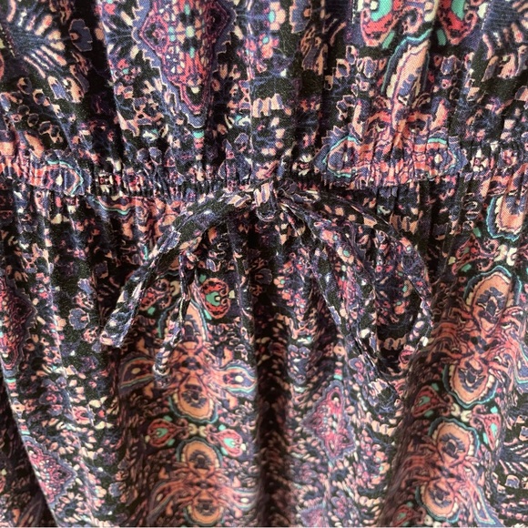 Pink rosé short pattern dress with elastic in waist size L - Picture 5 of 6